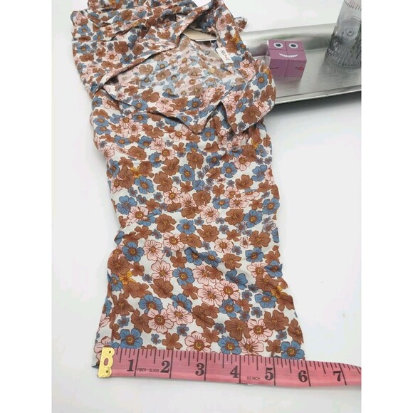 Self Esteem Top Shirt knotted Women Junior Button Front Short Sleeve Fall Sz XS - Picture 7 of 10